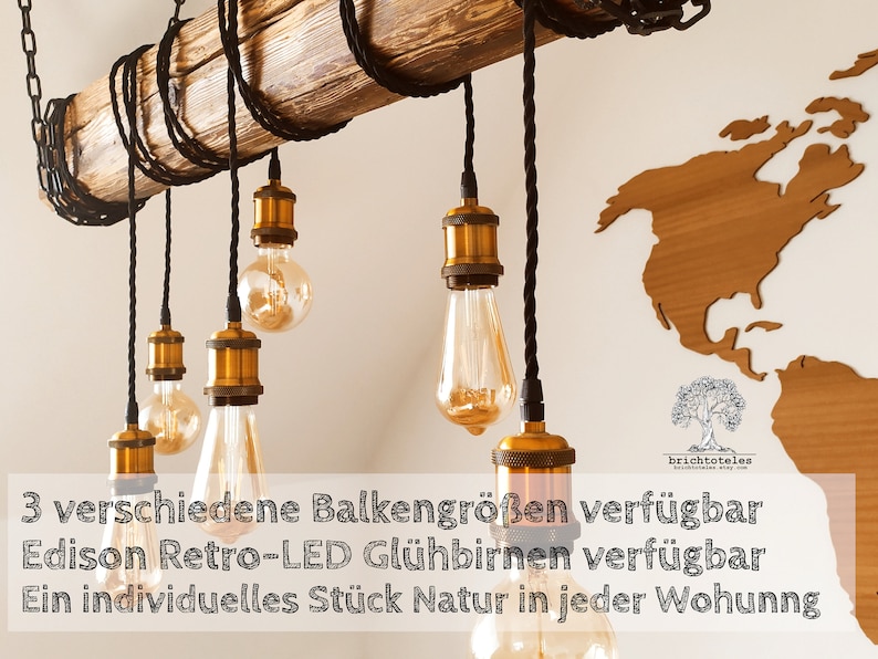 SALE Deckenlampe aus alten Holzbalken in 30 Min zum Selberbauen Farben Holzlampe Lampe Hängelampe Licht Decke Wohnzimmer Holz Balkenlampe Bild 4