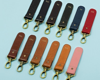 Personalised leather key ring with initials. Monogrammed gift - birthday - anniversary - travel gift