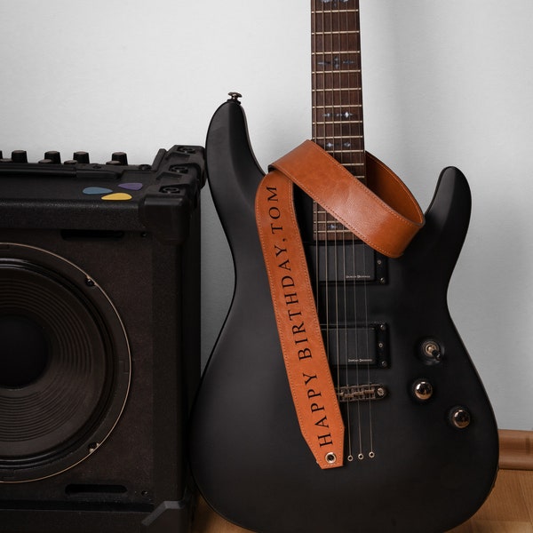 Gitarrengurt personalisiert, Gitarrengurt personalisiert, Gitarrengurt Leder, Vatertagsgeschenk SA40