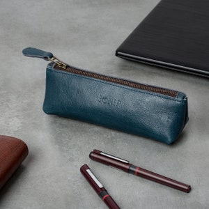 Pen Case Leather Pencil Case Gift Office Accessories SA51 Solier NAVY