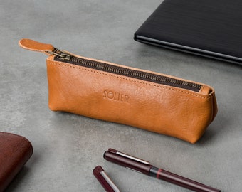 Pen Case Leather Pencil Case Gift Office Accessories SA51 Solier