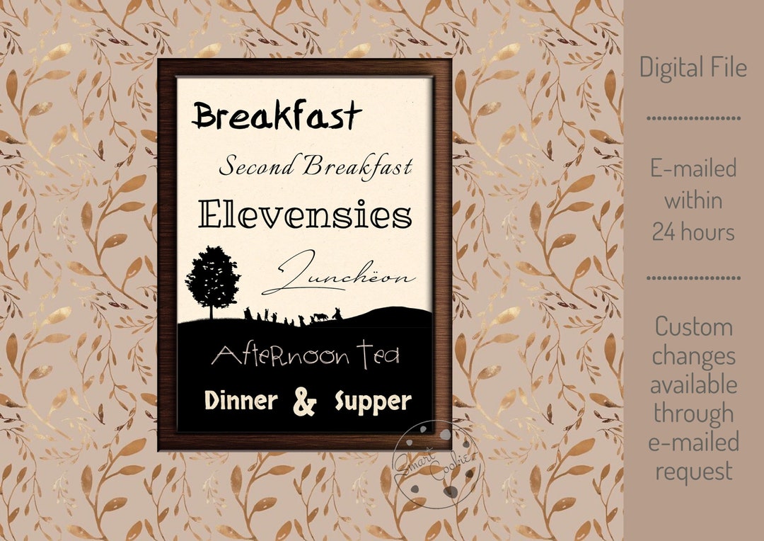 Hobbit Menu Digital File, Lord of the Rings, Kitchen Decor, Wall Decor ...