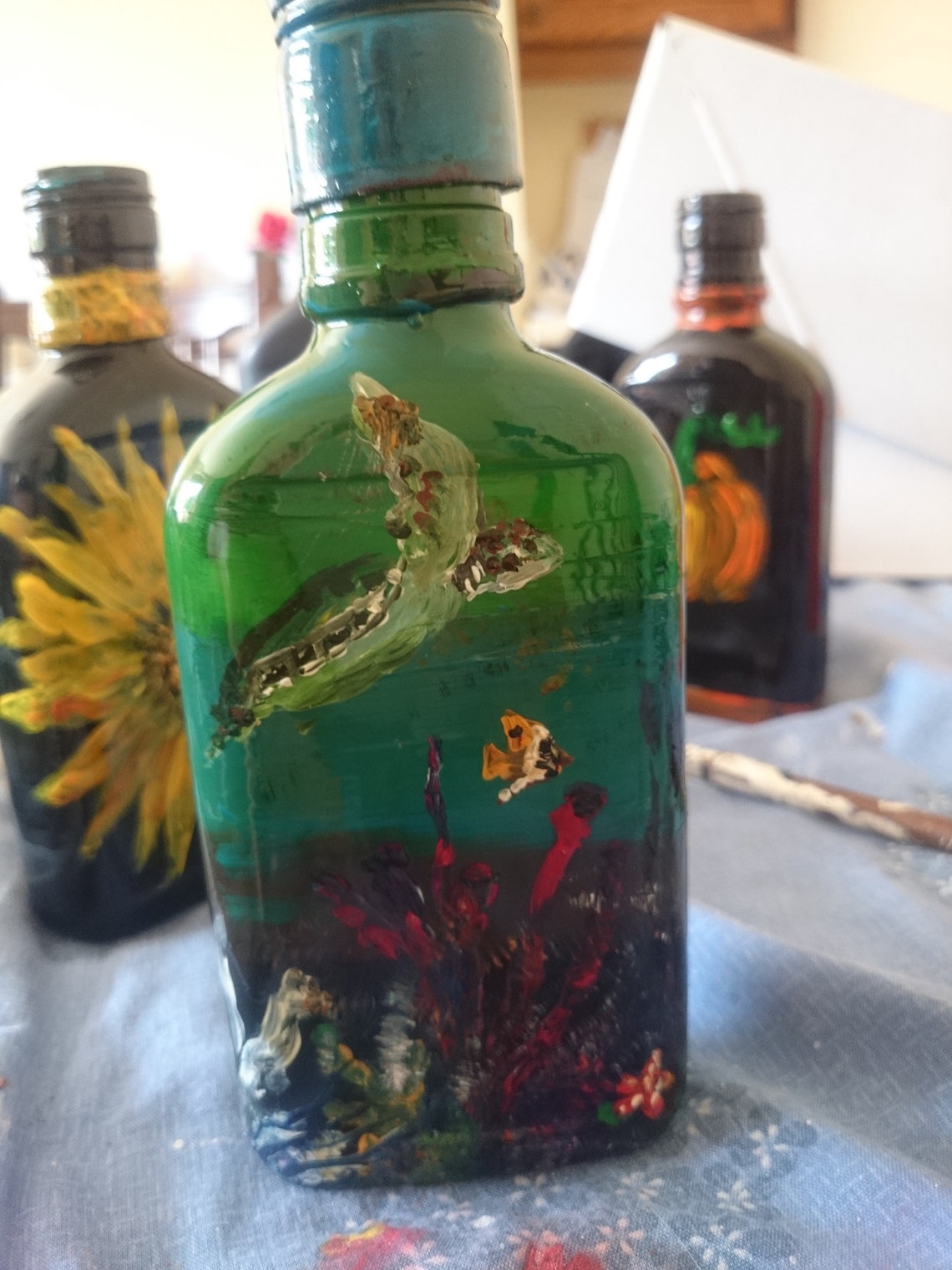Coral Reef With Turtle Bottle - Etsy