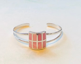 Sterling Silber und rosa Perlmutt Armreif, 2004