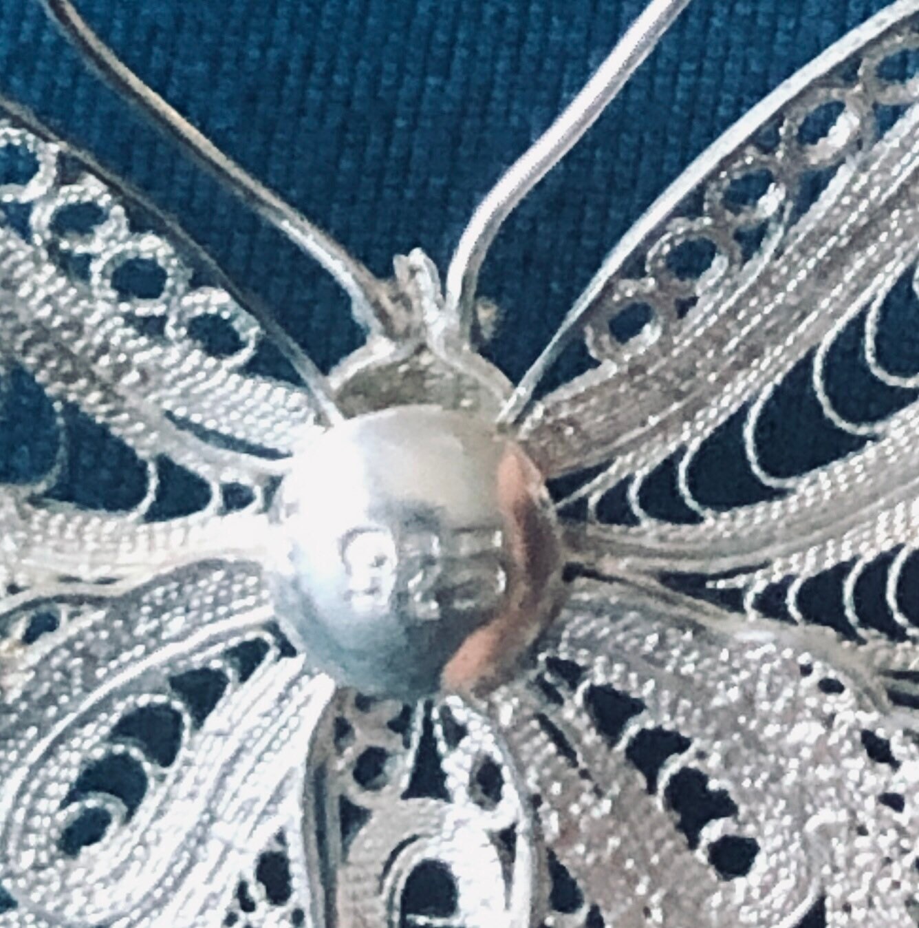 Broche Papillon En Filigrane Argent 800 L4 Cm - Bijou Vintage Français élégant