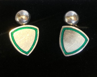 Gemelos Vintage Mexicanos de Plata y Esmalte