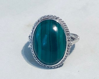 Silber und Malachit Ring, Paul Edward Bunn, 1988