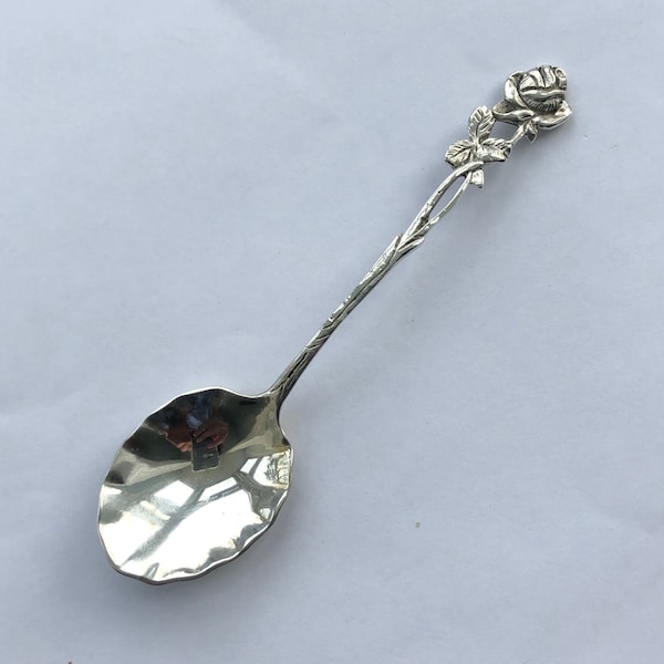 Vintage 800 Silver Hildesheimer Rose Sugar Spoon