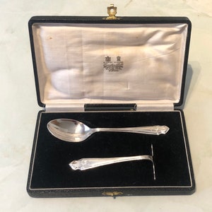 Vintage Raj Era Indian Silver Baby Pusher and Spoon set