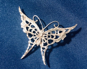 Silber, Bright-Cut, Schwalbenschwanz Schmetterling Brosche