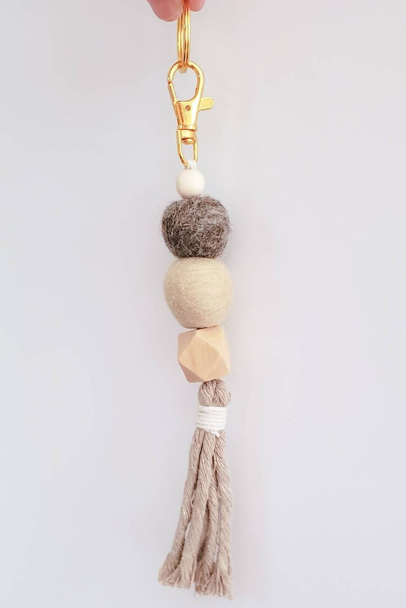 Boho Felt Wool Keychains Diffuser Balls Tassel Keychain Etsy