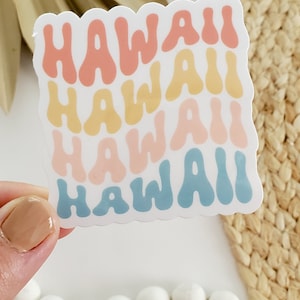 HAWAII Sticker Waterproof Laptop sticker for journal sticker for water bottle Hawaiian sticker 808 state, retro hippy sticker Teokaikoa