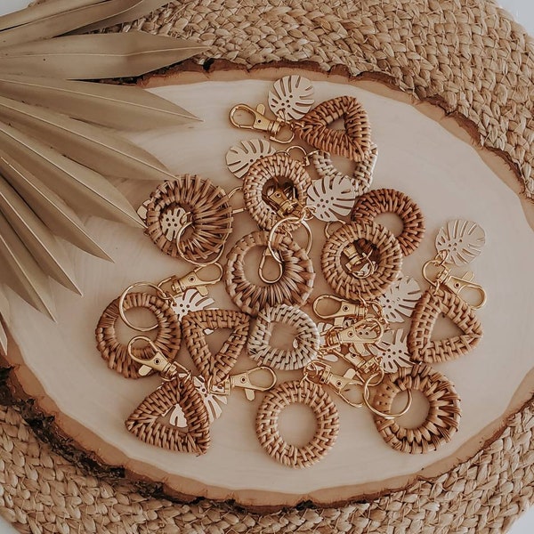 RATTAN keychain | Monstera Keychain | Boho Style | bag charm | Teokaikoa