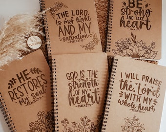 Personalized Laser engraved notebook journal, encouraging faith journal, custom kraft spiral notebook, gift idea, bible study journal, notes