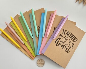 Teacher Notebook, colorful notebook laser engraved teacher gift notebook and pen rainbow notebooks teacher quote gift, Texas TEOKAIKOA