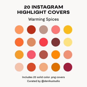 Instagram Story Highlight Covers - Warming Spices, 20 Solid Color Instagram Highlight Icons, Warm Colors Palette, Social Media Branding