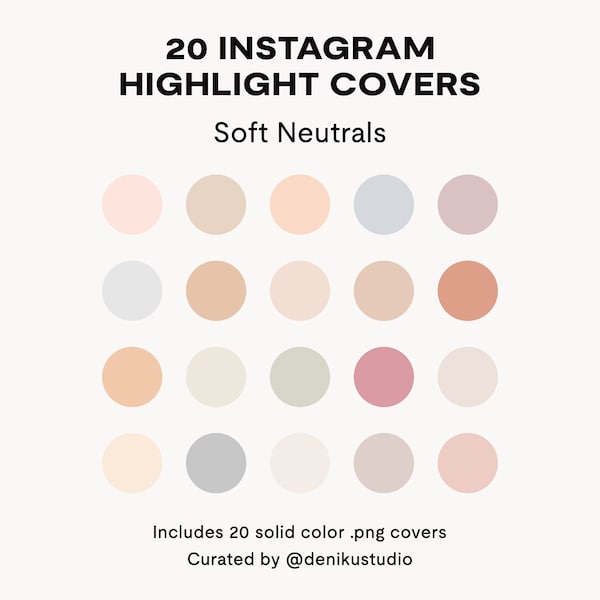 Instagram Story Highlight Covers - Soft Neutrals, 20 Solid Color Instagram Highlight Icons, Boho Colors, Solid Color Icons, Branding Palette