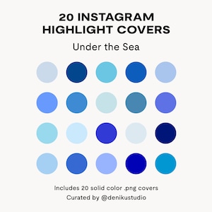 Instagram Story Highlight Covers - Under the Sea, 20 Solid Color Instagram Highlight Icons, Blue Solid Color Icons, Nautical Color Palette
