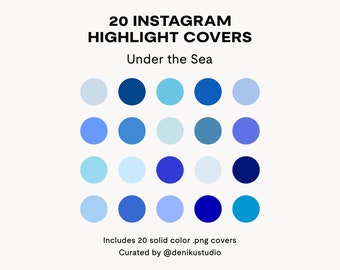 Instagram Story Highlight Covers - Under the Sea, 20 Solid Color Instagram Highlight Icons, Blue Solid Color Icons, Nautical Palette