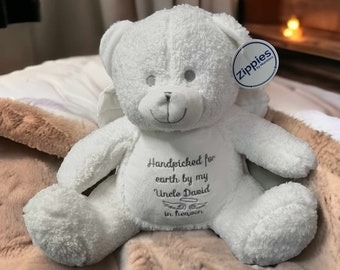 Peluche personnalisée ours ange : souvenir commémoratif de la perte d'un nourrisson