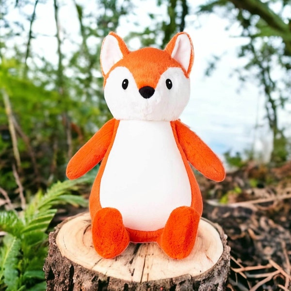 Personalised Fox Teddy, Fox Soft Toy, Personalised Bear, Plush Fox, Birth Gift, New Baby, Baby Gift, Christening, Keepsake