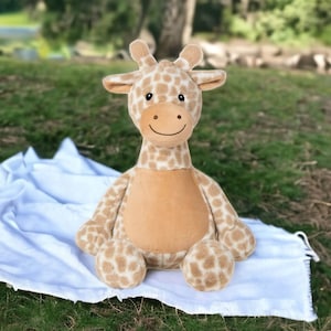 Personalised Giraffe Teddy Bear, Embroidered With Babies Birth Details, Newborn Gift , Customised Bear Baby Gift, Embroidered Teddy
