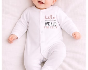 Barboteuse bébé cadeau personnalisé | Nouveau-né brodé, vêtements personnalisés pyjama, cadeau de premier anniversaire, cadeau de baby shower