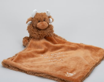 Personlig Highland Cow Baby Täcke: Mjuk Plysch Napp