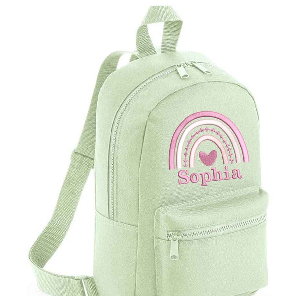 Regenbogen Rucksack, bestickte personalisierte Kindertasche, Mädchen und Jungen, Kindergartentasche, Schultasche, Boho