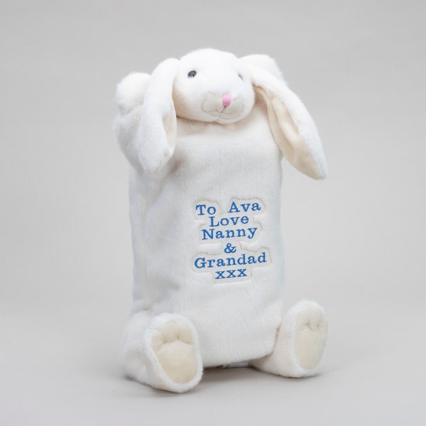 Cream Rabbit Hot Water Bottle Cover, Pyjama Case, Rabbit, Plush Bunny Gift, Gift Set, Christmas, Birthday