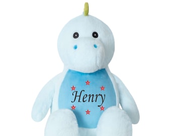 Personalised Dinosaur Teddy – Embroidered Soft Toy with Name | Custom Baby Gift, Newborn Keepsake, Birthday or Nursery Plush