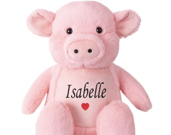 Personalised Pig Teddy Bear – Soft Custom Plush Toy for Babies & Kids – Embroidered Name Gift, Baby Shower Keepsake, Farm Animal Plush