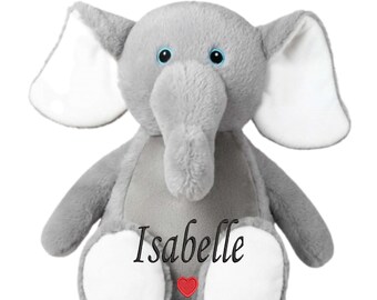 Gepersonaliseerde olifantenteddybeer | Op maat geborduurde knuffel | Babyshower, verjaardag, doopherinnering