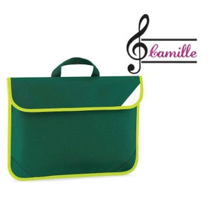 Cartable personnalisé, cartable pour la rentrée, votre nom et votre clé de sol, brodés uniques et personnalisables