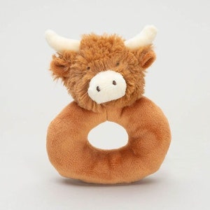 Soft Rattle Horn Highland Cow, Animal Rattle, Baby Toy, Soft Baby Toy, Baby Gift, Newborn Gift