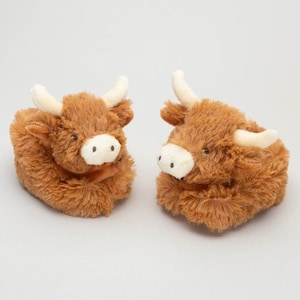 Highland Cow Slippers, Newborn First Slippers, Booties, Baby Shower Gift, New Baby Gift, New Mum, Christening, Keepsake image 1