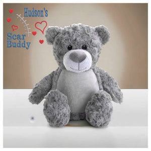 Grey Bear Scar Buddy CHD, Heart Awareness Bear, Heart Surgery Bear, CHD Gift, Personalised Scar Buddy, Heart Warrior Bear, Boy or Girl