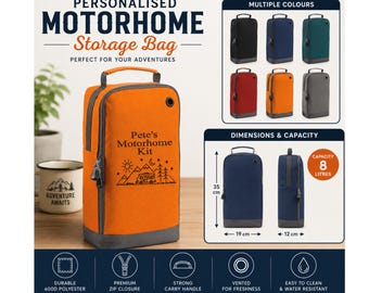 Personalised motorhome storage bag, campervan gift, custom van organiser, motorhome accessories, camping storage, gift for camper owner