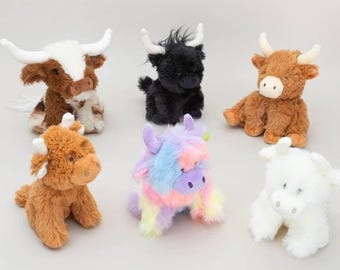Highland Cow Soft Toy, Mini, Cuddly Toy, Cow Gift, Newborn, Present, Toy, Boy, Cute, Girl, Baby Gift