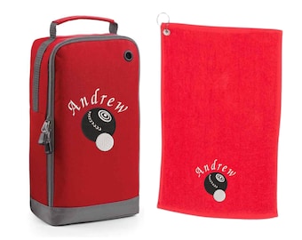 Ensemble de sac à chaussures et serviette brodés personnalisés pour boulingrin