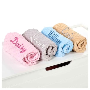 Personalized Baby Blanket: Hand Embroidered Name, Soft Polyester