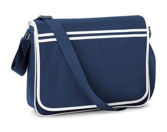 Sac messager rétro personnalisé - école, navetteur, voyage, initiales personnalisées et couleur de fil