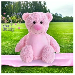 Pink Bear Scar Buddy CHD, Heart Awareness Bear, Heart Surgery Bear, CHD Gift, Personalised Scar Buddy, Heart Warrior Bear, Boy or Girl