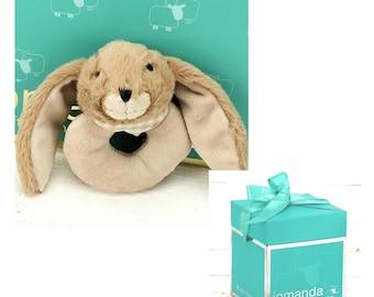 Soft Brown Bunny Rattle: Plush Baby Toy with Gift Box