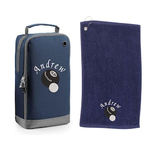 Personalized Embroidered Lawn Bowls Gift Set: Shoe Bag & Towel