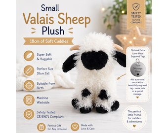 Valais Sheep Plush Toy: Small Cuddly Sheep Gift (18cm)