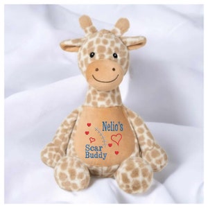 Giraffe Scar Buddy CHD, Heart Awareness Bear, Heart Surgery Bear, CHD Gift, Personalised Scar Buddy, Heart Warrior Bear, Boy or Girl