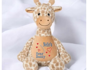 Giraffe Scar Buddy CHD, Heart Awareness Bear, Heart Surgery Bear, CHD Gift, Personalised Scar Buddy, Heart Warrior Bear, Boy or Girl