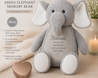 Personalised Ashes Memory Bear with Heart Shaped Keepsake Tin – Embroidered Memorial Teddy, Bereavement Gift, Remembrance Keepsake