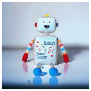 Robot Scar Buddy CHD, Heart Awareness Bear, Heart Surgery Bear, CHD Gift, Personalised Scar Buddy, Heart Warrior Bear, Boy or Girl
